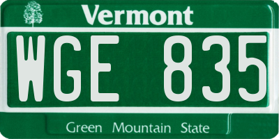 VT license plate WGE835