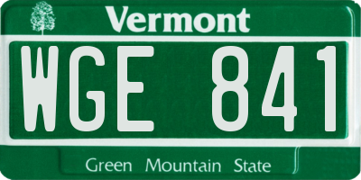VT license plate WGE841