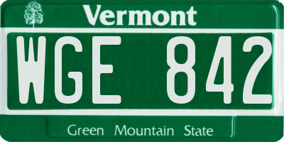 VT license plate WGE842