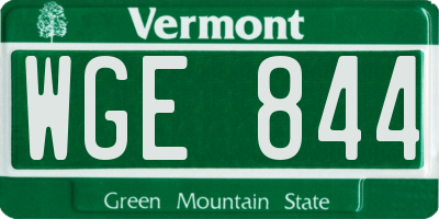 VT license plate WGE844