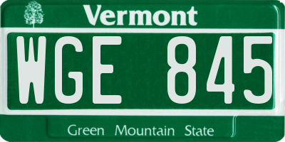 VT license plate WGE845