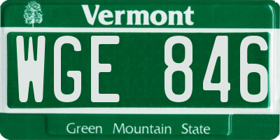 VT license plate WGE846