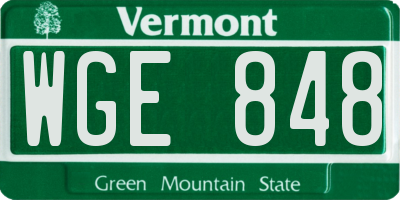 VT license plate WGE848