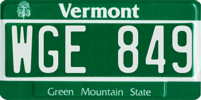 VT license plate WGE849