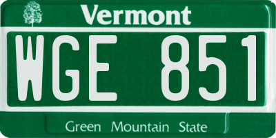 VT license plate WGE851