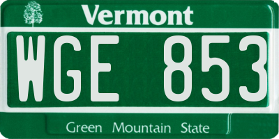 VT license plate WGE853