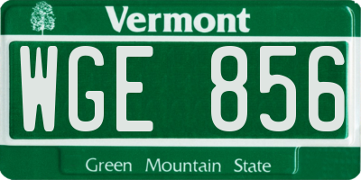VT license plate WGE856