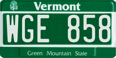 VT license plate WGE858