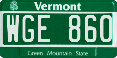 VT license plate WGE860