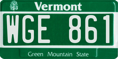 VT license plate WGE861