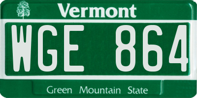 VT license plate WGE864