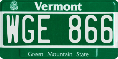 VT license plate WGE866