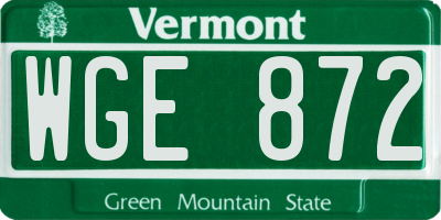 VT license plate WGE872