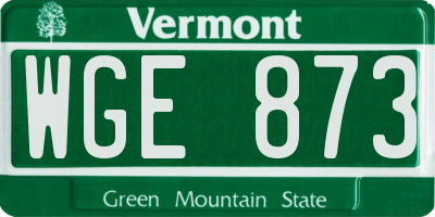VT license plate WGE873