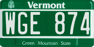 VT license plate WGE874