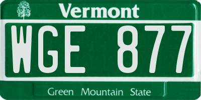 VT license plate WGE877