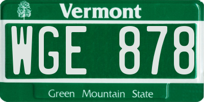 VT license plate WGE878