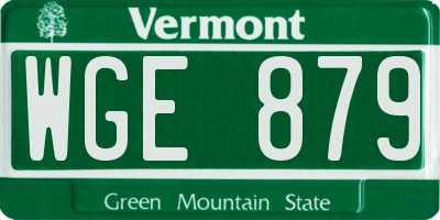 VT license plate WGE879