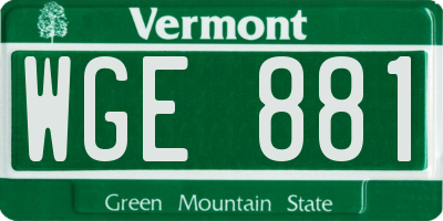 VT license plate WGE881
