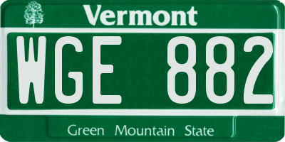 VT license plate WGE882