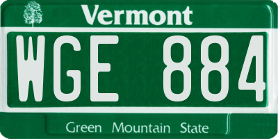 VT license plate WGE884