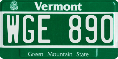 VT license plate WGE890