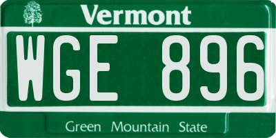 VT license plate WGE896