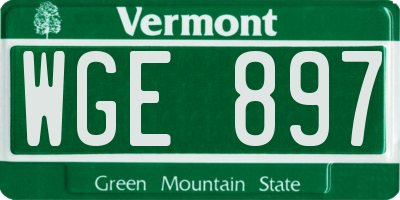 VT license plate WGE897