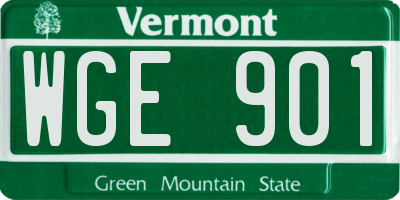 VT license plate WGE901