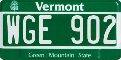 VT license plate WGE902