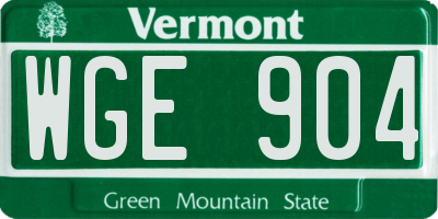 VT license plate WGE904