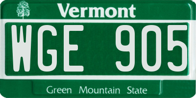 VT license plate WGE905