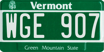 VT license plate WGE907
