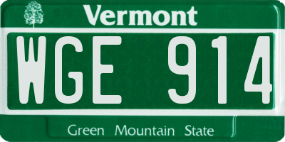 VT license plate WGE914
