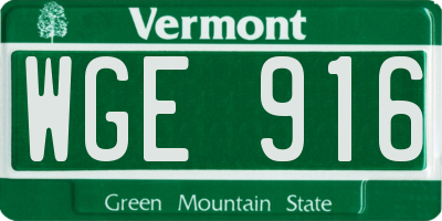 VT license plate WGE916