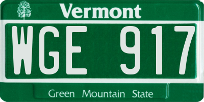VT license plate WGE917