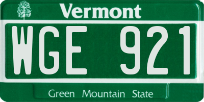 VT license plate WGE921