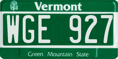 VT license plate WGE927