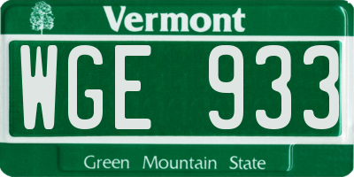 VT license plate WGE933