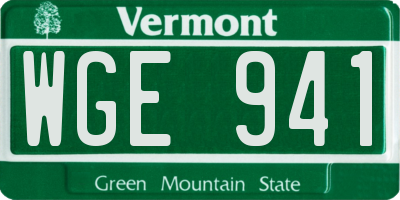 VT license plate WGE941