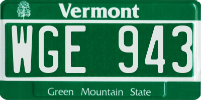 VT license plate WGE943