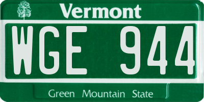 VT license plate WGE944