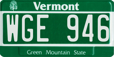 VT license plate WGE946