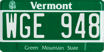 VT license plate WGE948