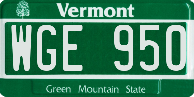 VT license plate WGE950