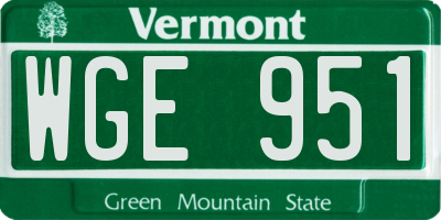 VT license plate WGE951