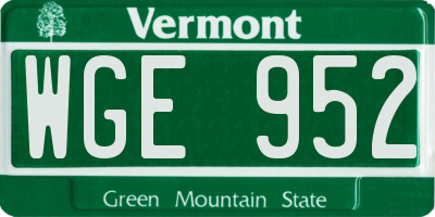 VT license plate WGE952