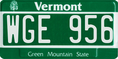 VT license plate WGE956