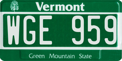 VT license plate WGE959