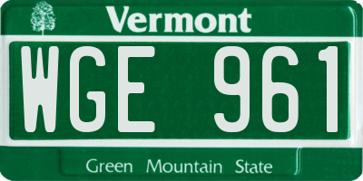 VT license plate WGE961